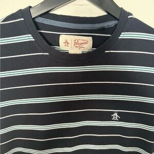 Original Penguin Navy and White Striped Tee